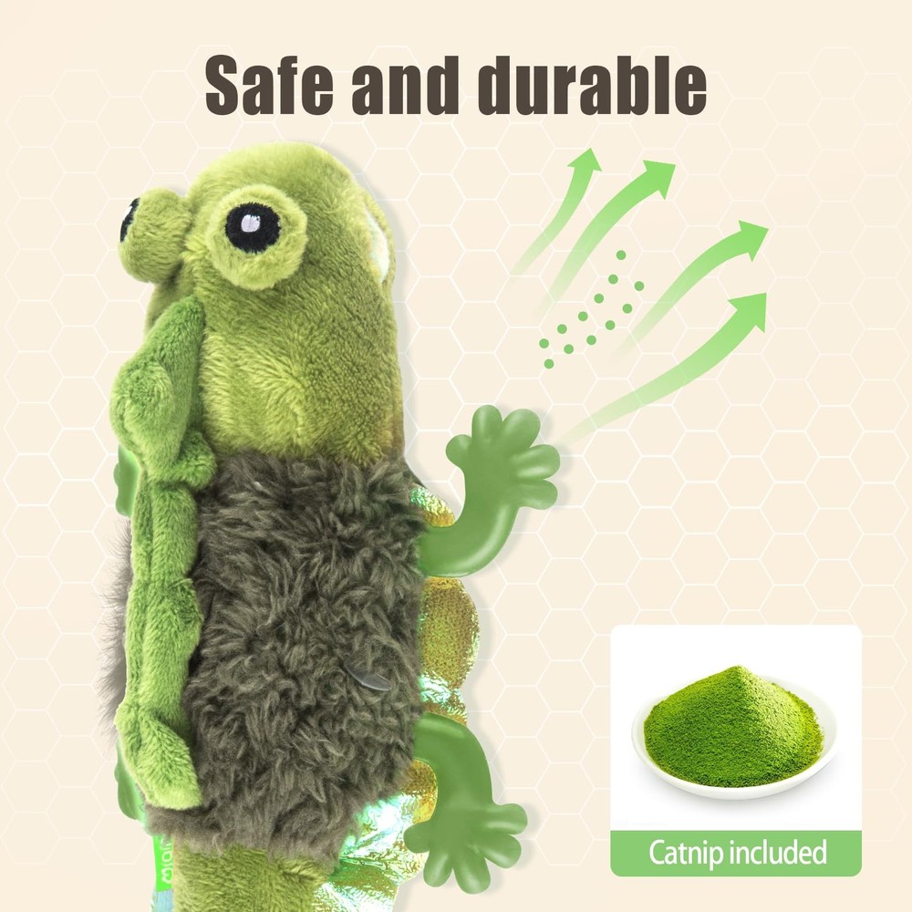 Cat Toy Flapping Chirping Lizard Interactive Catnip Rechargeable Toy