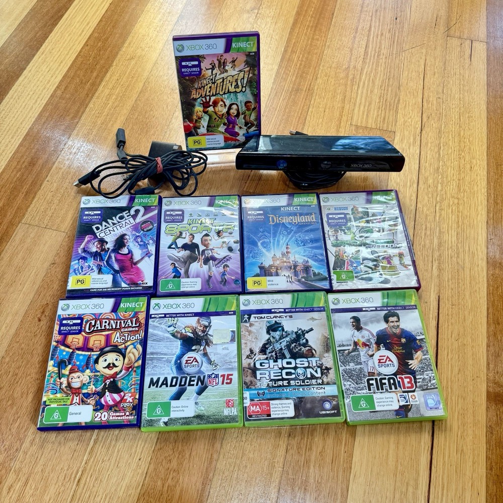 Xbox 360 Kinect Motion Sensor & 9 Compatible Games Microsoft Ghost Recon FIFA