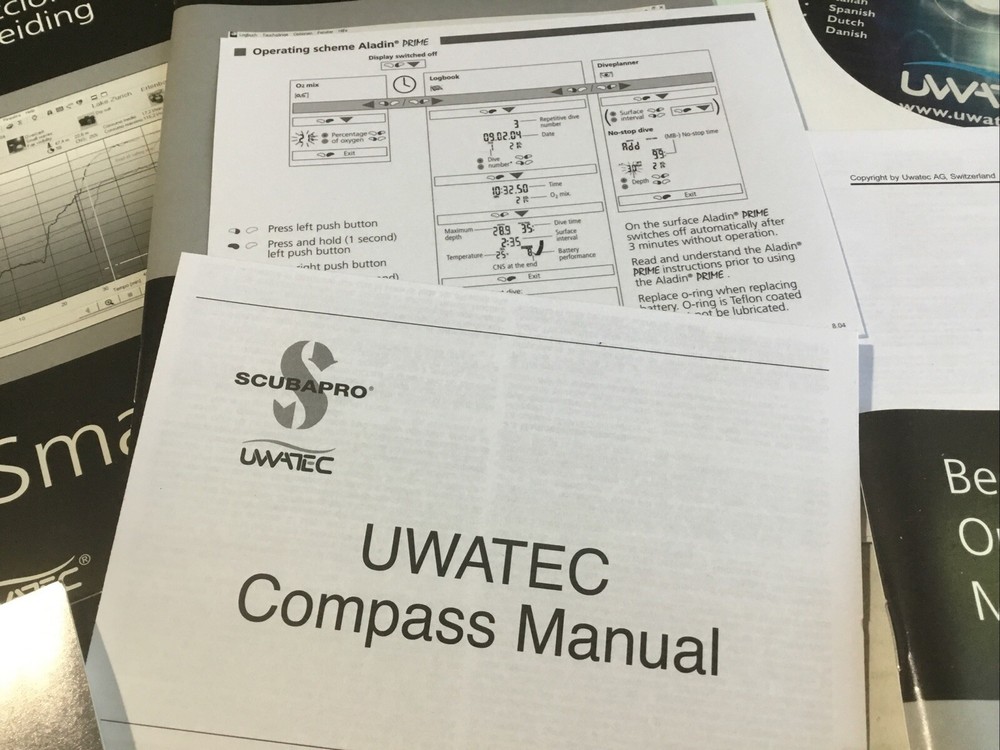 UWATEC Smart Trac Disk & Installation Guide Plus Manuals Scuba Diving.