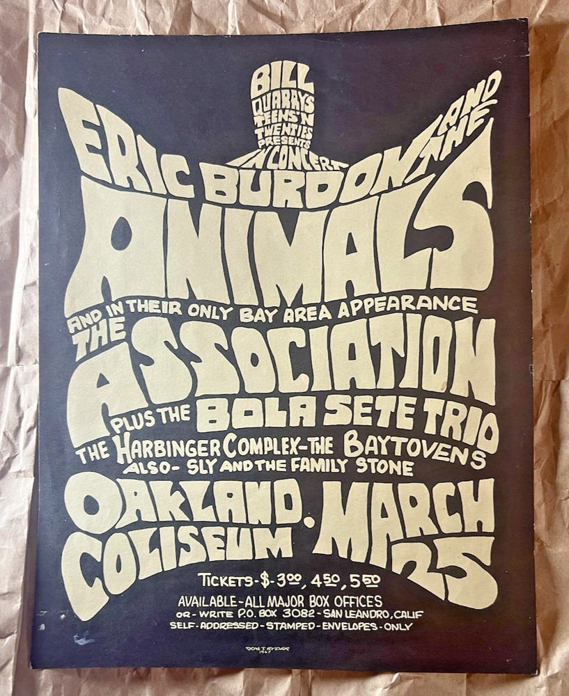 Eric Burdon/ Animals / Assocaition / Sly Stone - Original 1967 Handbill March 25