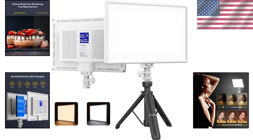 Pro LED Video Light 8000mAh, 2500-6500K Dimmable Soft Panel for Vlogs