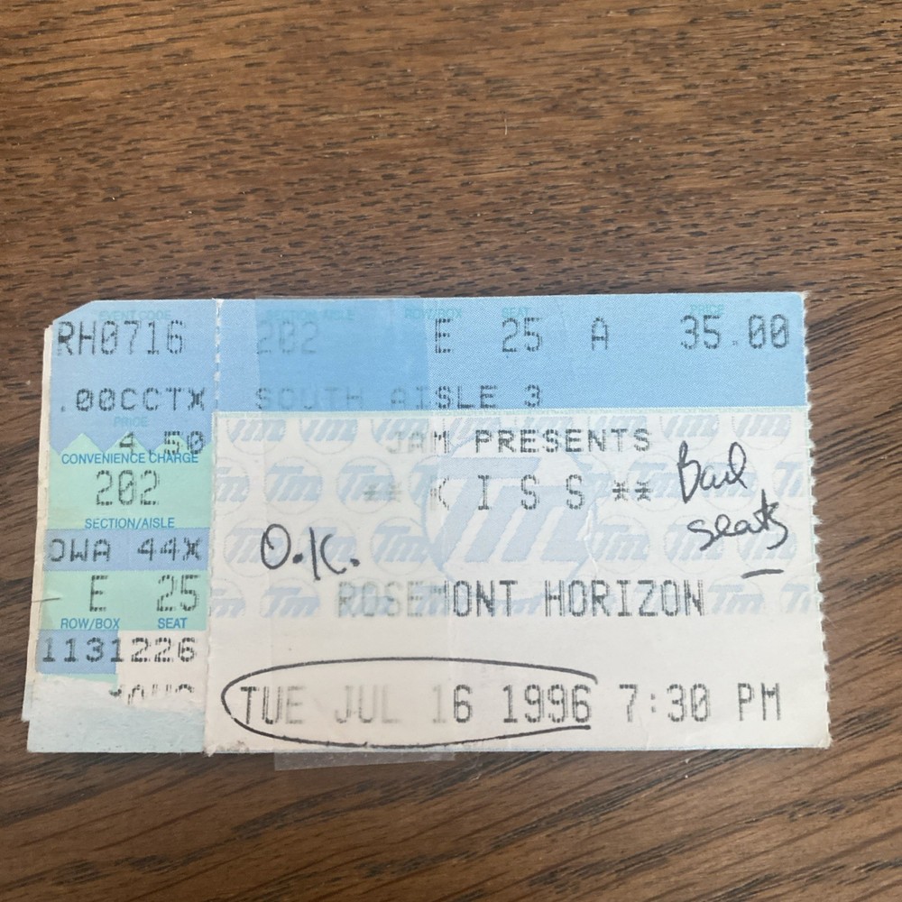Kiss 1996 Concert Ticket Stub July Reunion Tour Alive Tour Chicago 07/16/96!!