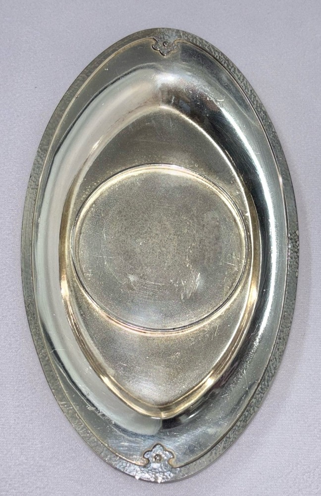 Vintage Superior Silver Plate Co Hammered Trim Gravy Boat TRAY ONLY Model 7015