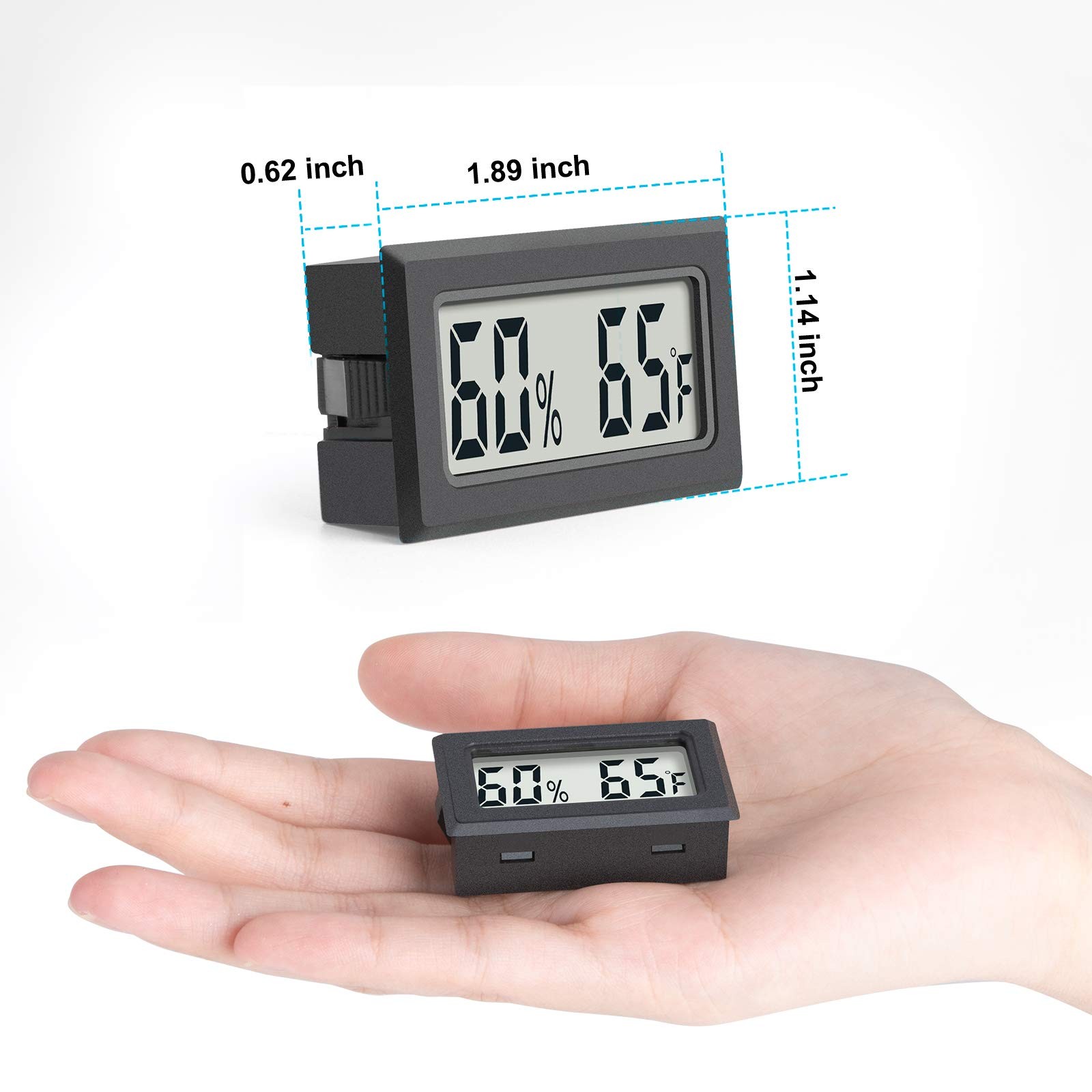 Mini Digital Thermometer 2-Pack Hygrometer 1.89 * 1.14 * 0.62 IN, black
