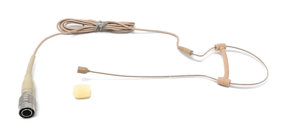 Single Earhook Headset Mic w/ 4 pin mini XLR for Audio Technica Wireless