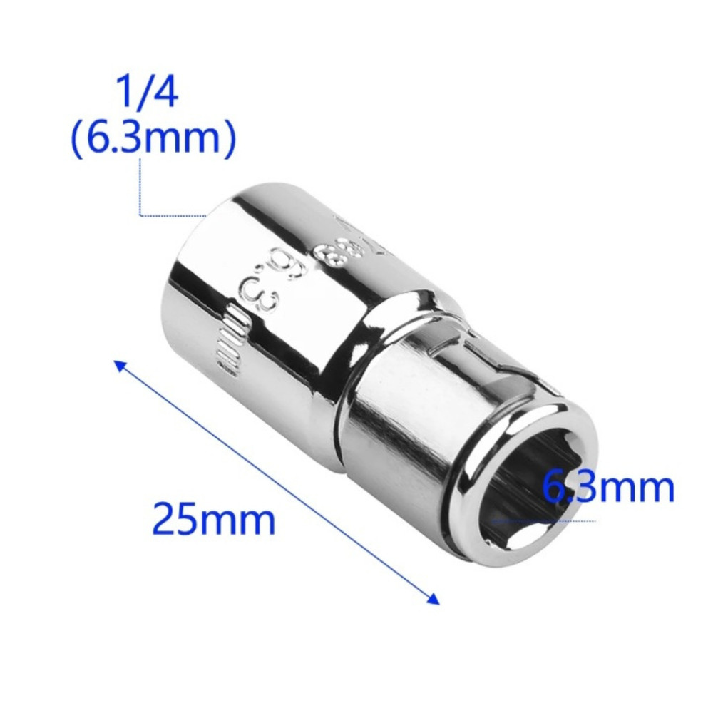 1/4"Socket Adapter 6.3mm Square Drive Hex Shank Screwdriver Bit Converter Holder
