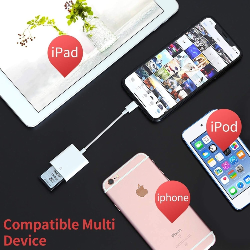 Apple Mfi Certified Lightning to SD Card Camera Reader for Iphone Ipad, Memory