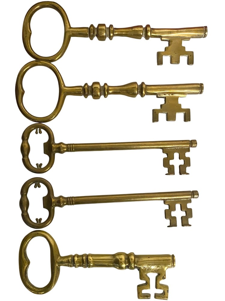 Antique Brass Skeleton Keys Collection Architectural Locks Set