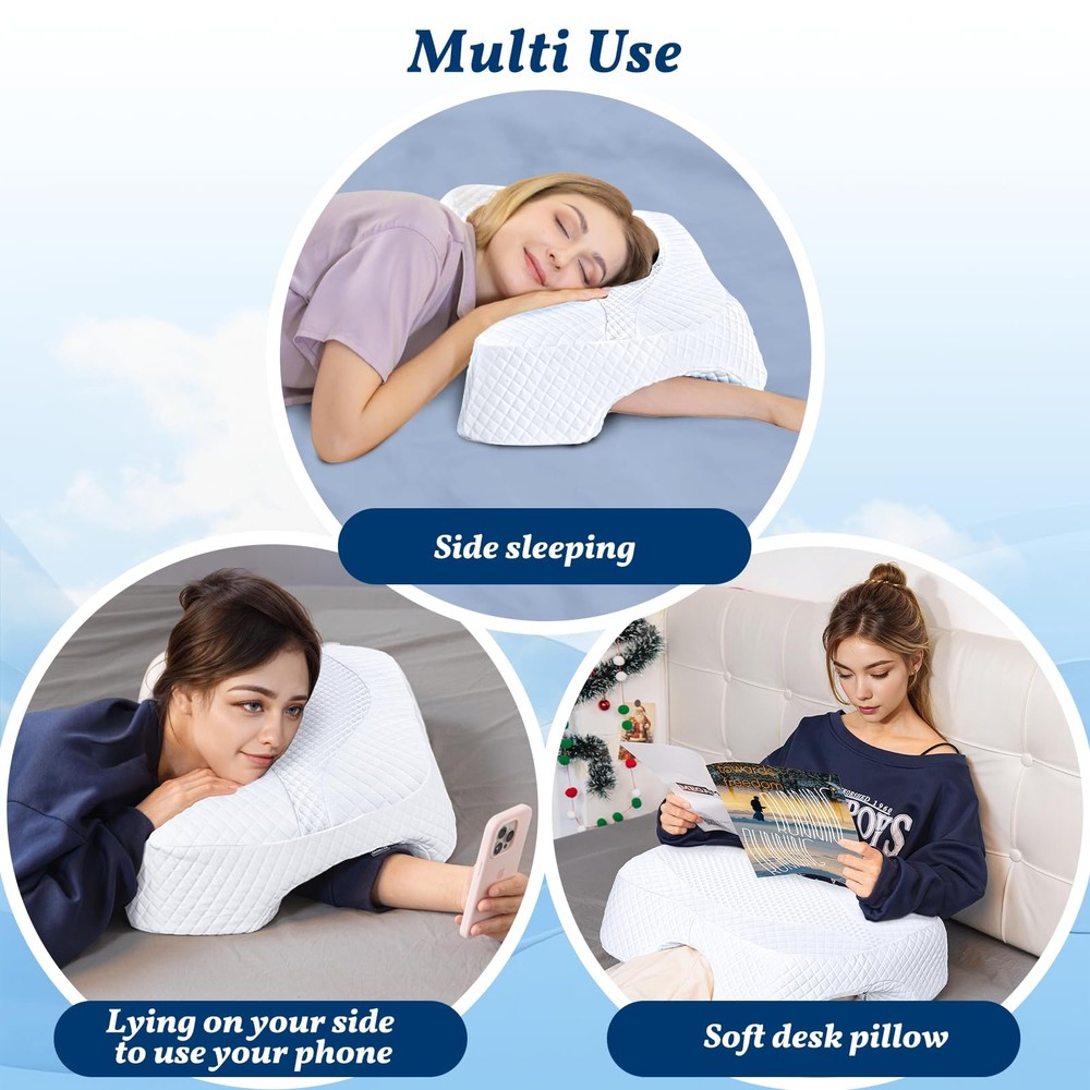 SAHEYER Side Sleeper Pillow with Arm Hole, Memory Foam Shoulder Pillow, Multi...