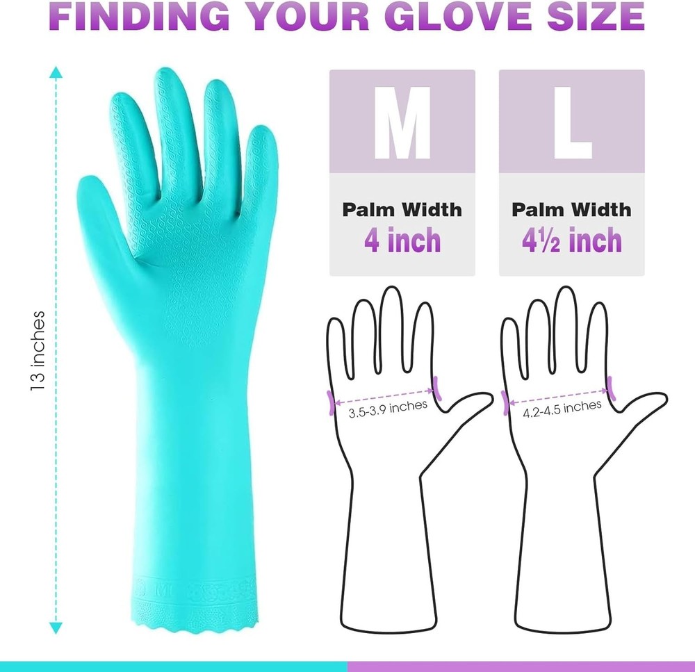 Non-Slip Eco-Friendly Kitchen Gloves - Durable, Soft, Multi-Tasking Pair, Medium