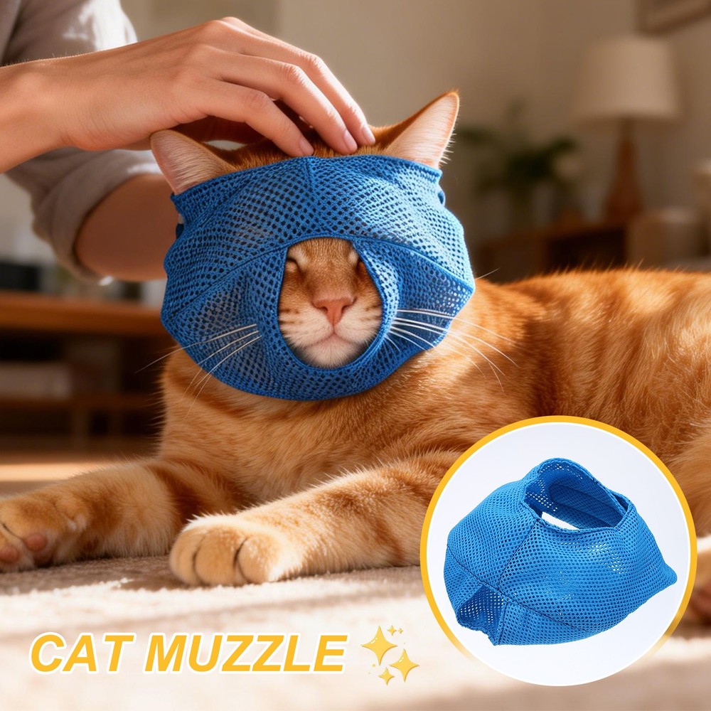 Cat Muzzle Breathable Mesh Muzzle Circumference 9-10 Inches Gray