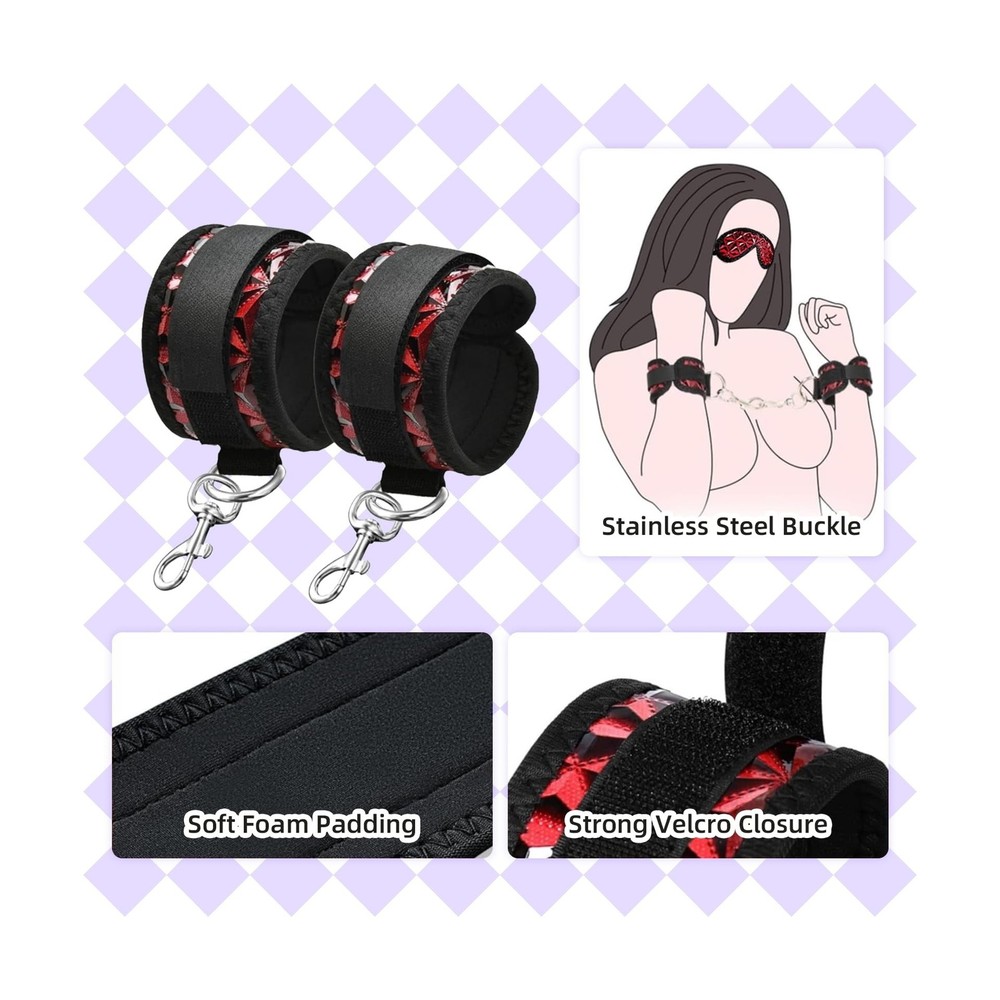 BDSM Restraints, Bondage Set, Handcuffs Restraint Kit with Blindfold, Adjusta...
