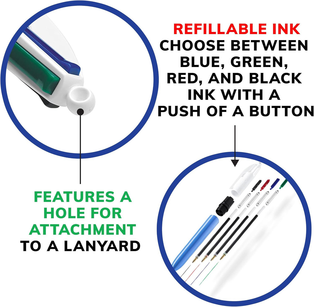 4-Color Ballpoint Pen Medium Point (1.0mm) Assorted Inks 3-Count