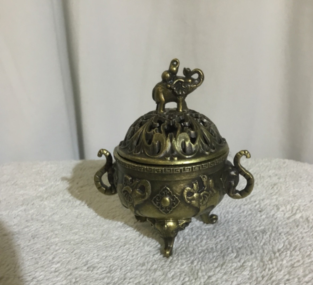 Tripod Footed Elephant Brass Incense Burner