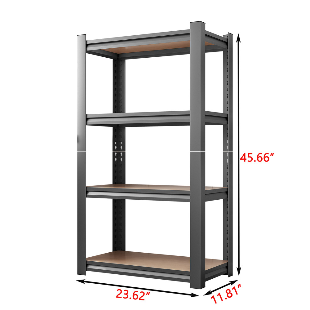 4-Layer Storage Rack, Adjustable Height Wooden Shelf