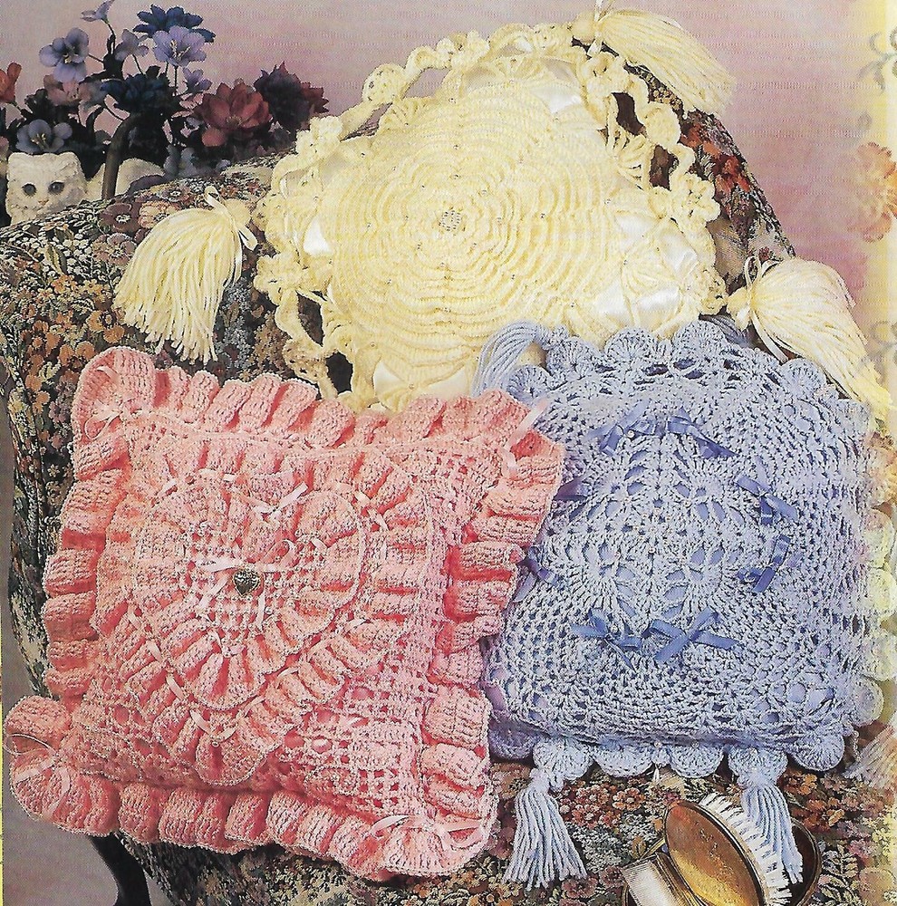 3 Boudoir Bedroom Pillows crochet PATTERN INSTRUCTIONS