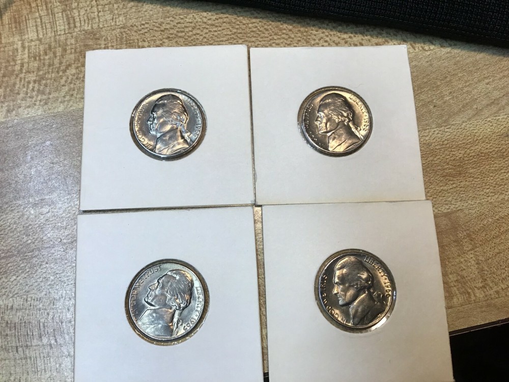 Quantity 4 1966 Jefferson Nickel, BU, Sharp! Uncirculated, From BU Rolls....