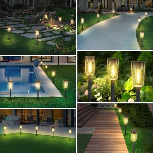 Solar Pathway Lights Outdoo 8 Pack, Bright Solar Path Lights Black-8 pack
