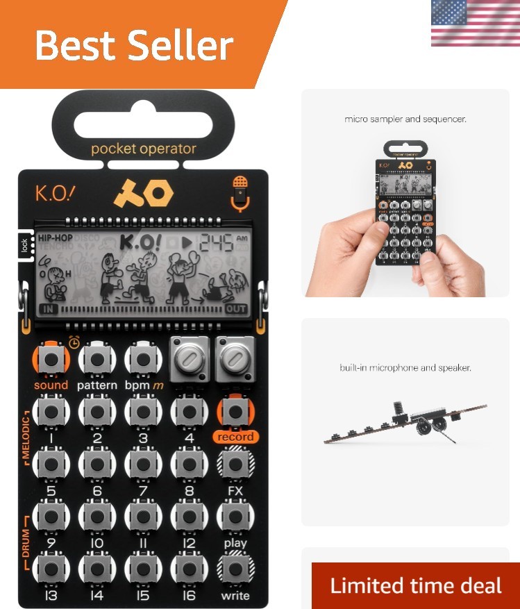 Compact PO-33 K.O.! Sampler & Drum Machine with 40 Sec Memory, Built-In Effects