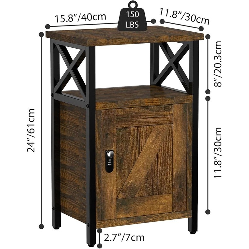 Secure Nightstand W/ Lock Large Storage Excellent Appearance Easy Assembly New