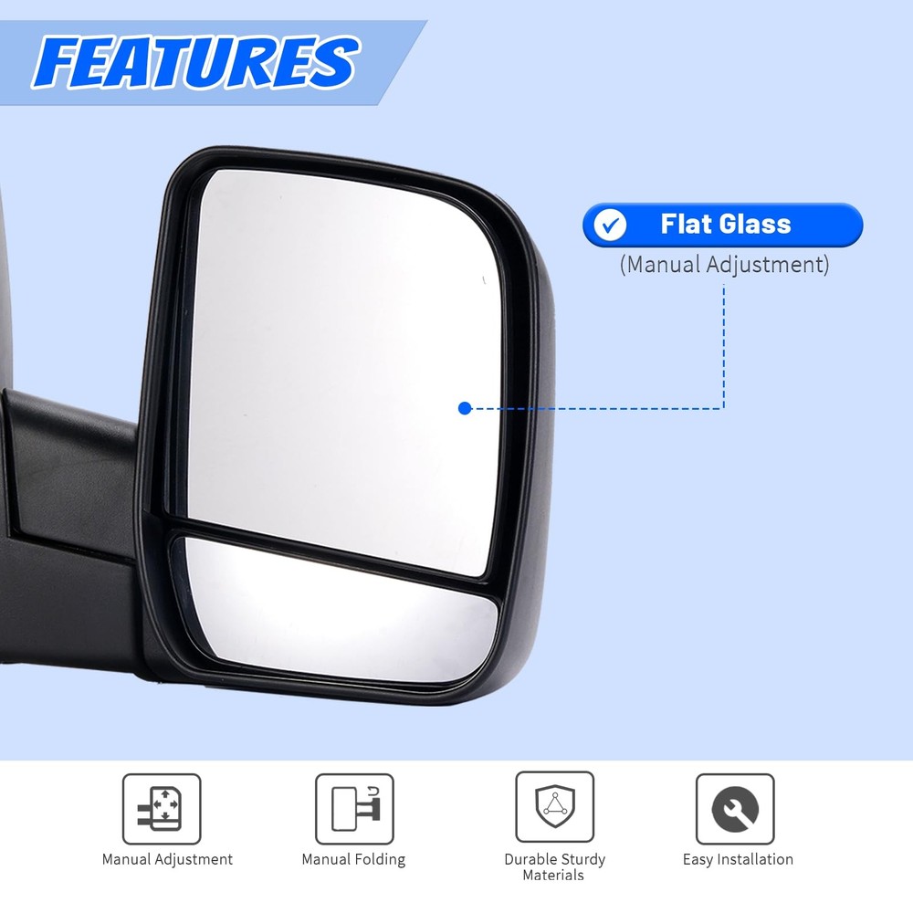 Passenger Side Door Towing Mirror for 2002-2008 FORD E150 E250 E350 E450 E550