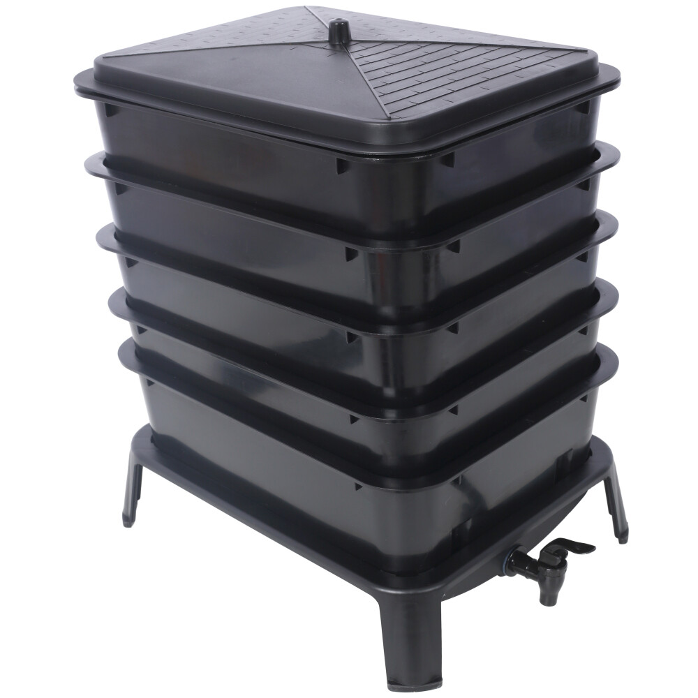 5-Layer Worm Compost Bin, 50L Worm Composter, Easy Setup Inclusive Worm Farm Kit