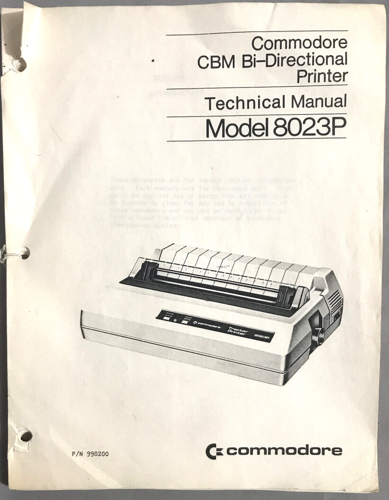 CBM Bi-Directional Printer Technical Manual Model 8023P 1979 Commodore copy