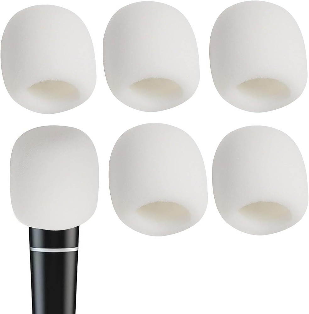 6 PCS Microphone Cover Sponge Foam Mic Foam Filter Cover Handheld White