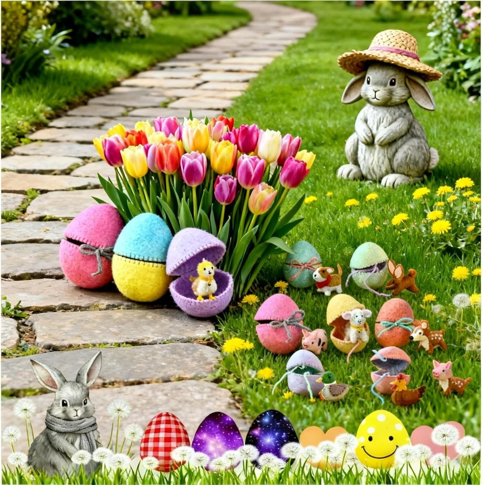 Surprise Easter Egg from Wool Felt,Handmade Felt Easter Egg with Hidden Toy,Reus