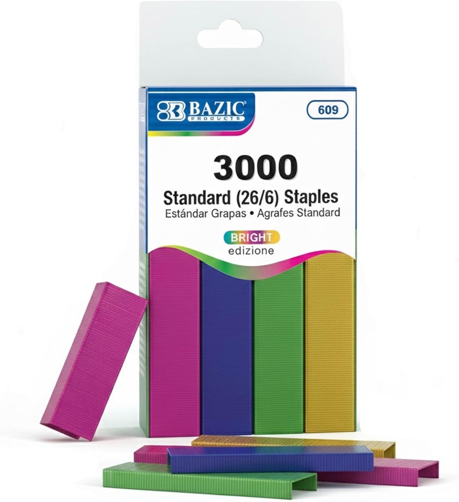 Standard size metallic color staples 3000 pack