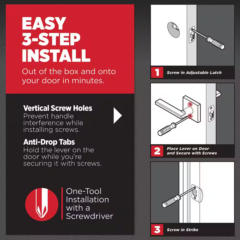 Halifax Square Matte Black Keyed Entry Door Handle Featuring Smartkey Security