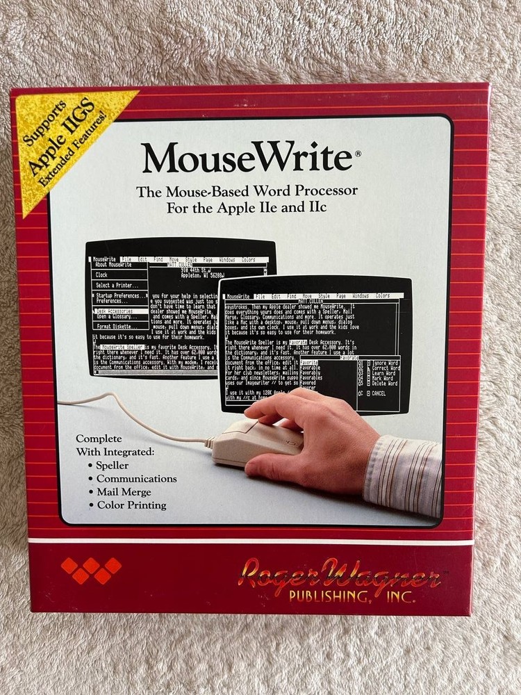 Macintosh MouseWrite Word Processor for Apple IIc IIGS IIe. Software 1985-86 #1