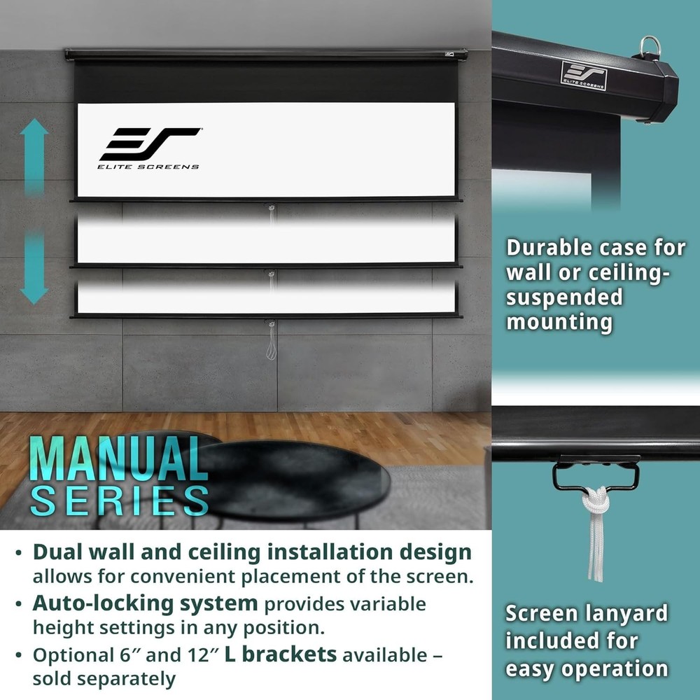 Versatile 100-Inch Manual Projector Screen - Auto Lock & 180° Viewing Angle