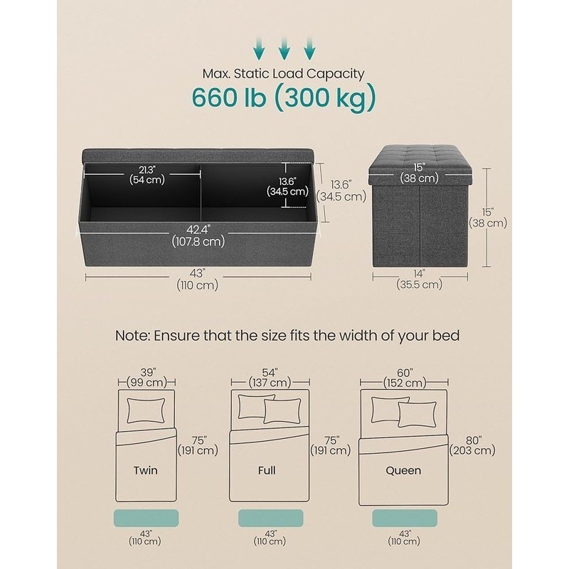 Folding Storage Ottoman Quick Assembly Ample Storage Durable Versatile Use
