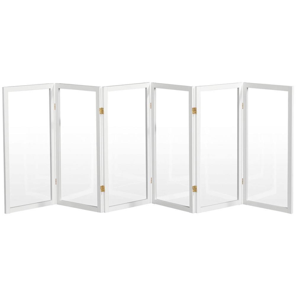 3 ft. Short Clear Plastic Partition White 6 Panel