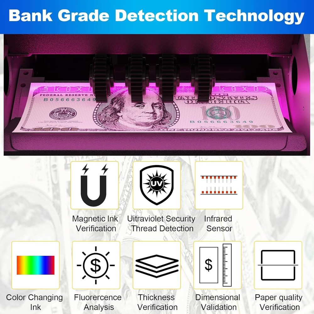 Professional Money Counting Machine with LCD & Counterfeit Detection Features