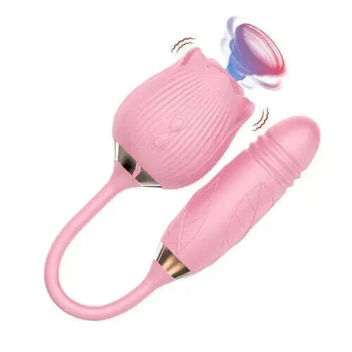 Rose Shape Sucking Vibrator Clitoral G-spot Suction Sex Toy 10 Speed WaterProof