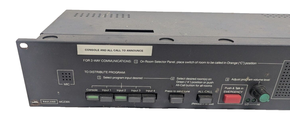 RAULAND-BORG MCZ300 INTERCOM & PROGRAM CONTROL CENTER CONSOLE PA SYSTEM MASTER