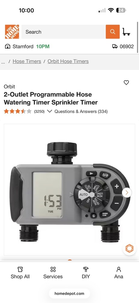 Orbit 2-Outlet Programmable Hose Watering Timer Sprinkler Timer