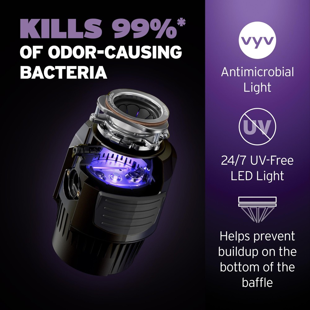 INSINKERATOR LEDefense Garbage Disposal Flange, Antimicrobial LED Accessory for