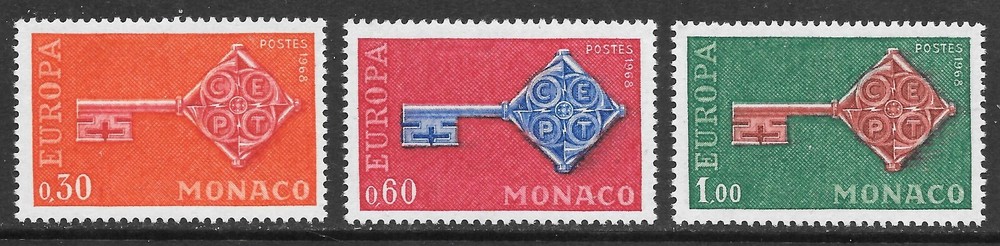 Monaco (1968) - Scott # 689 - 691,   MNH