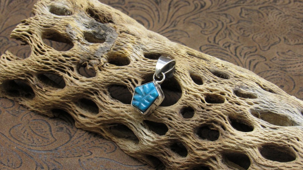 *Turquoise Geometric Shape Sterling Silver Pendant