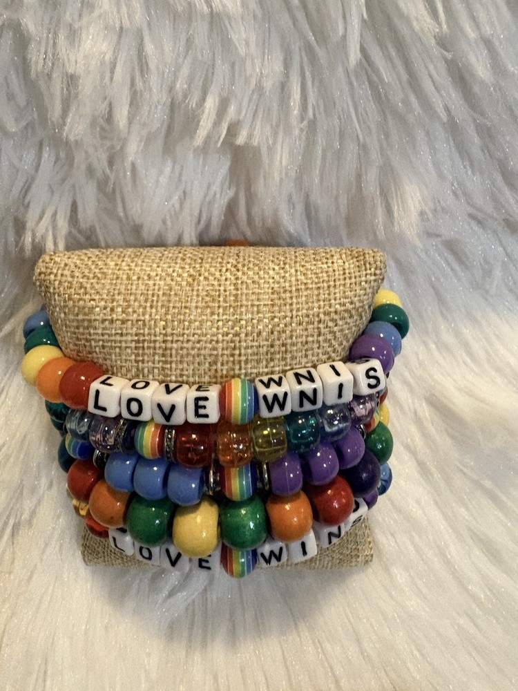 5 Handmade Rainbow Stretchy Bracelets