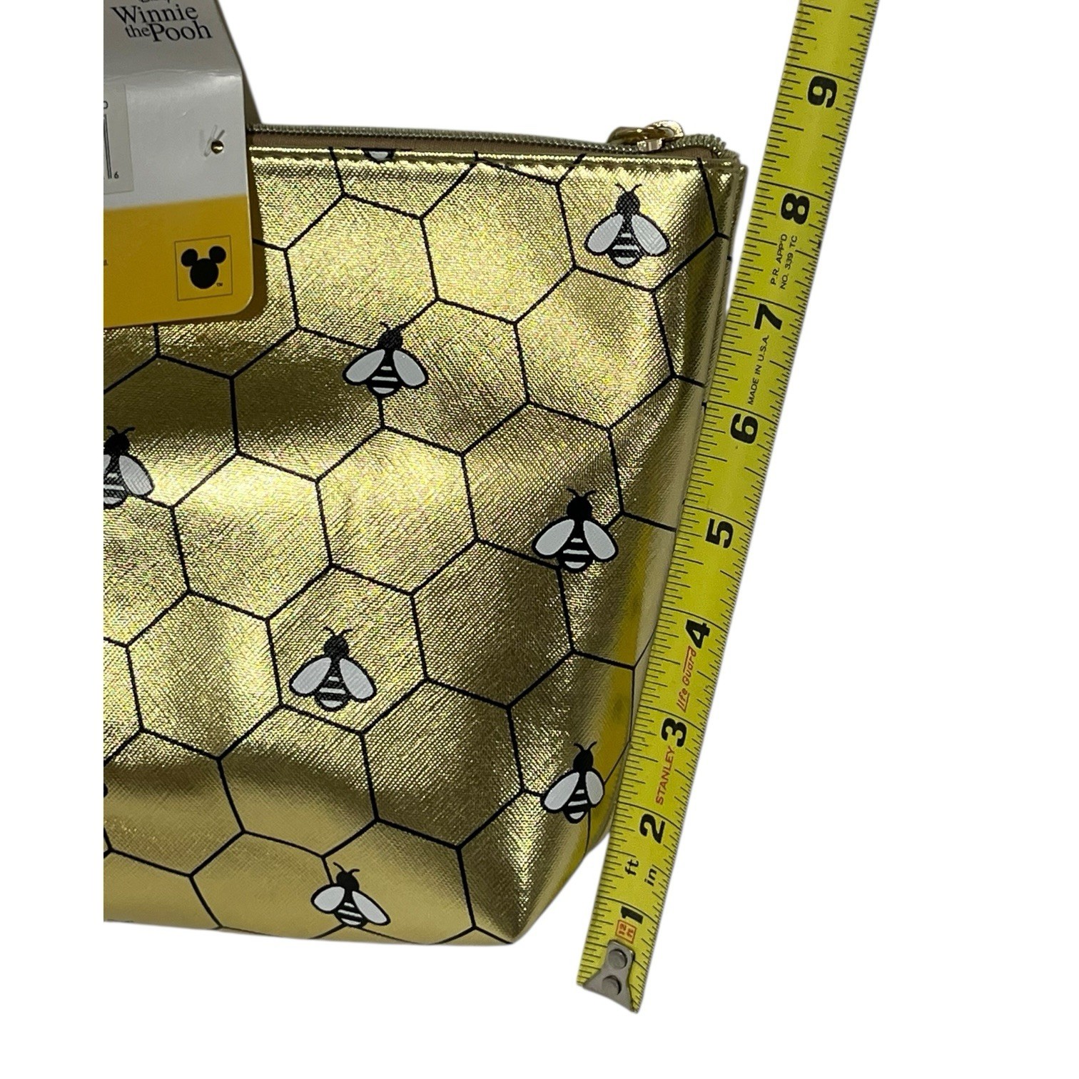 Disney Winnie the Pooh Gold Honey Bees Large Cosmetic Travel Bag Pouch NWT