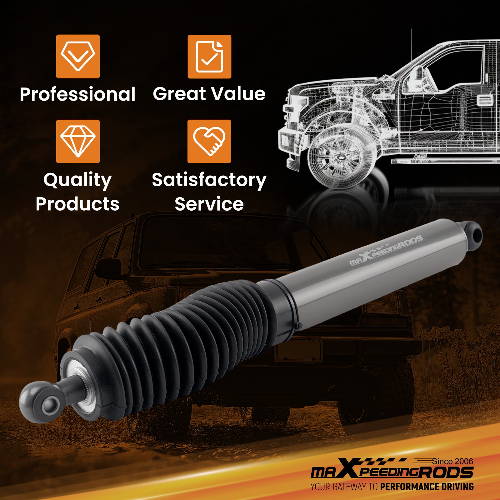 Performance Steering Damper for Toyota 4Runner 86-95 Truck 4WD