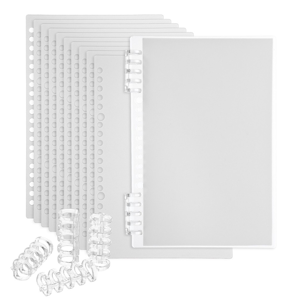12 Pack A5 22 Mil Plastic Notebook Binder Covers with Binding Comb, Clear White