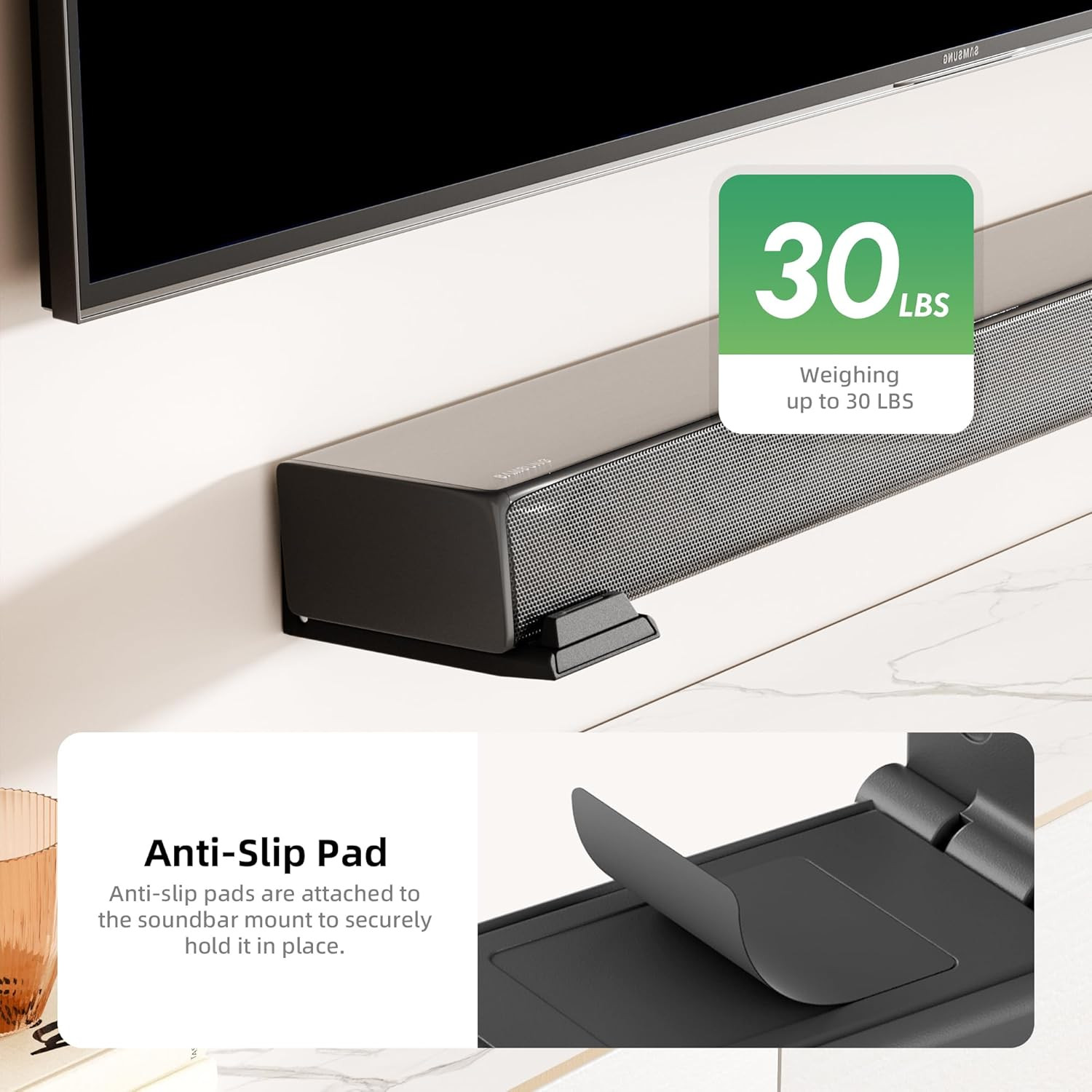 Soundbar Wall Mount Bracket for Samsung, LG, Sony, JBL, Vizio, Sonos and More, D