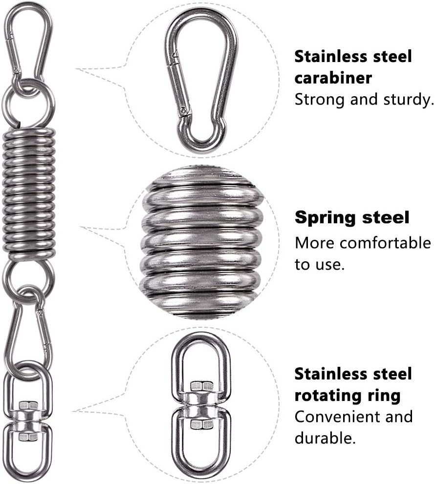Hammock Chair Hanging Kit Swing Spring Hardware, Heavy Duty 1 Pack, Silver