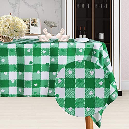 St Patrick's Day Checkered Fabric 84" x 60" (Rectangular) Green and White