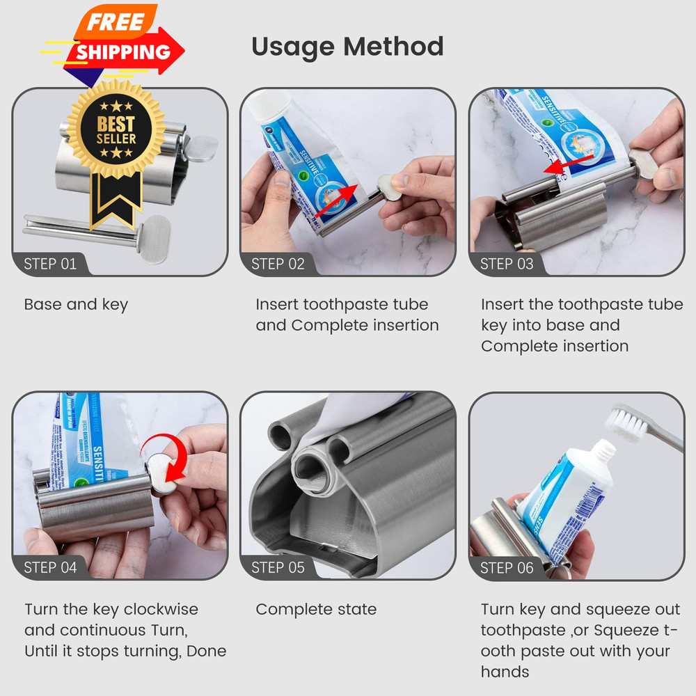 LOVEINUSA Toothpaste Tube Squeezer Dispenser, 2PCS Medium, Silver
